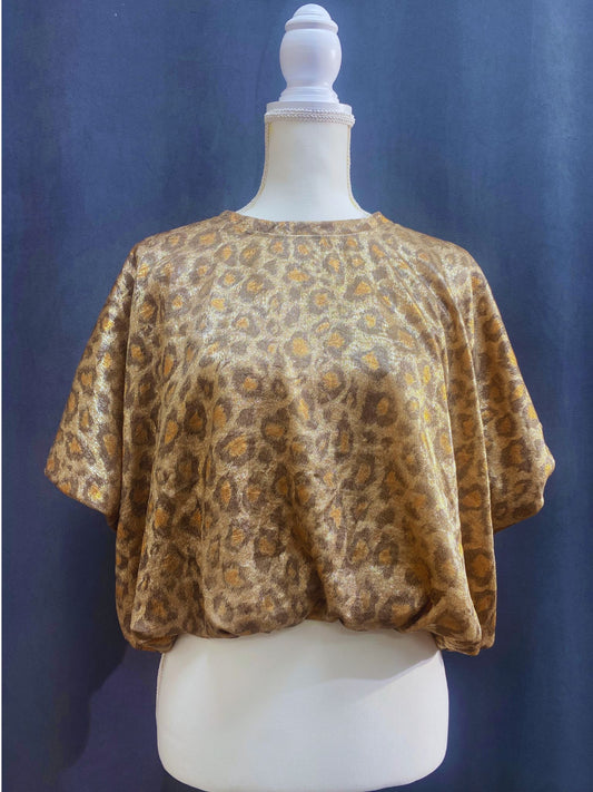 Light Tan & Gold Leopard Printed Top