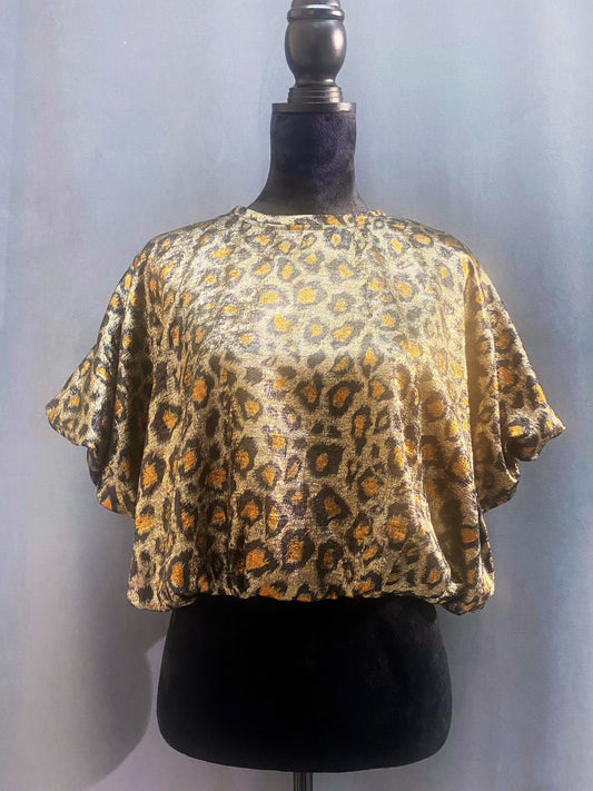 Black & Copper Leopard Printed Top