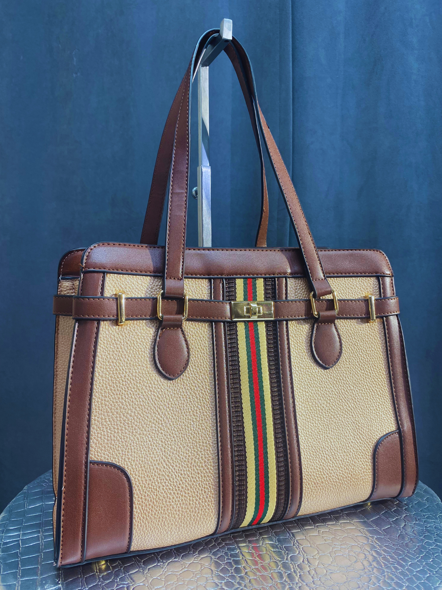 Coffee and tan purse - Large