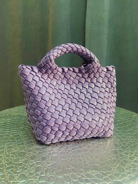 Braided lilac purse with chain and coin purse - small