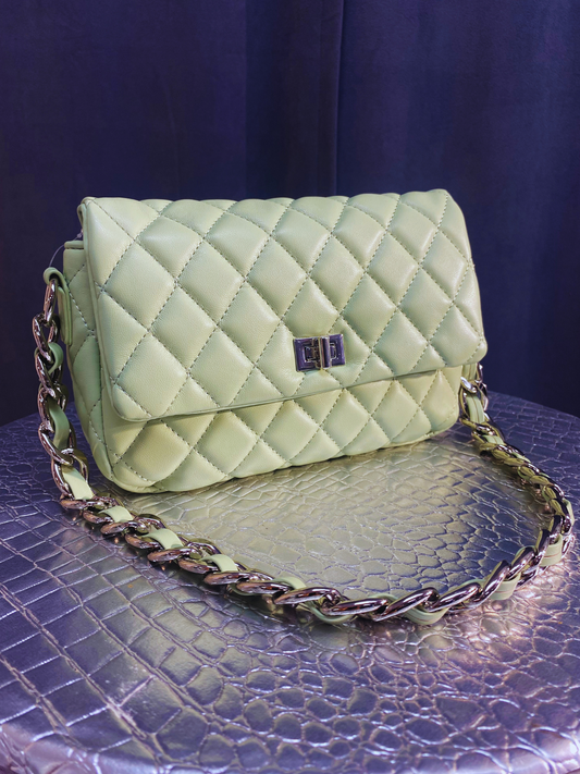 Light mint green purse with silver accents - small