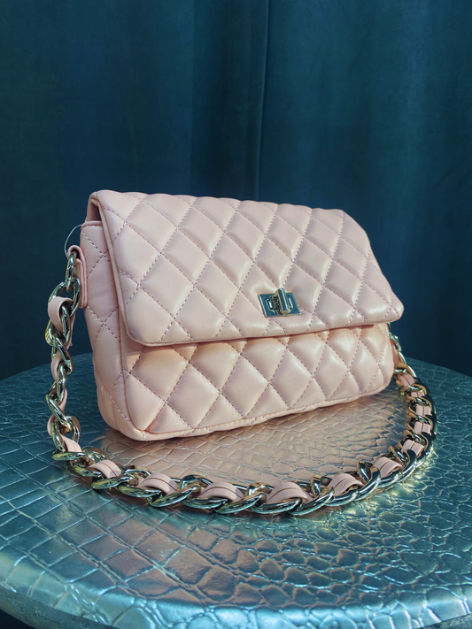 Pink purse with silver accents - small